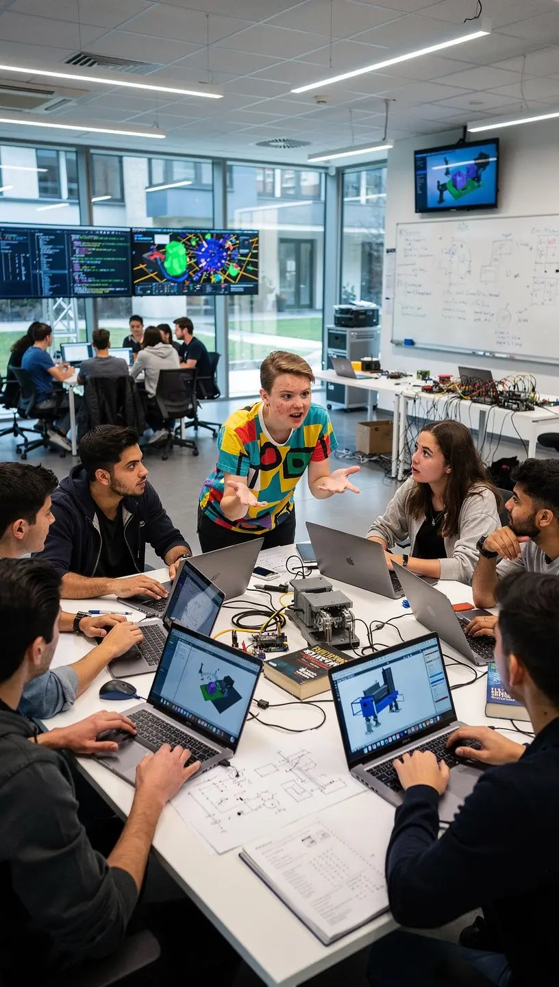 Eine Studentin blГ¤ttert in einem Kursbuch, wГ¤hrend sie an einem Schreibtisch sitzt.
