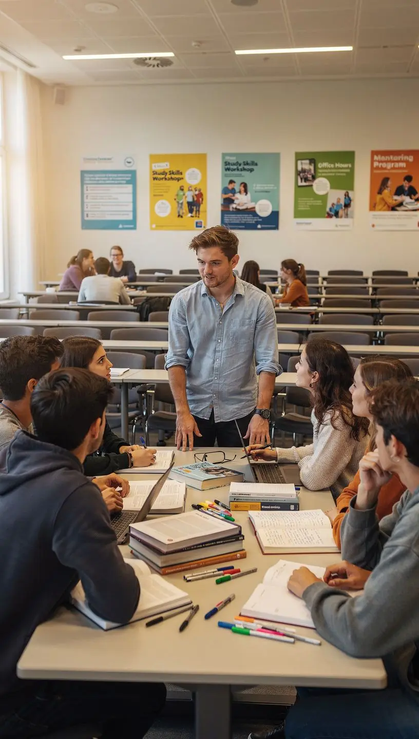 Ein BГјcherregal voller FachbГјcher, das auf die Vielfalt der angebotenen akademischen Ressourcen hinweist.