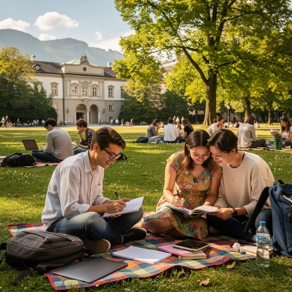 Ein Regal voller Fachbücher in einer Buchhandlung, die auf akademische Studiengänge spezialisiert ist.
