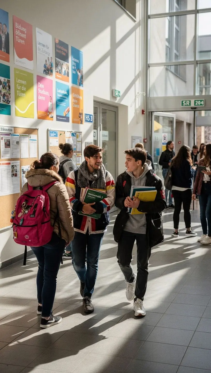 Ein Stapel akademischer LehrbГјcher auf einem Tisch in einer UniversitГ¤tsbibliothek.